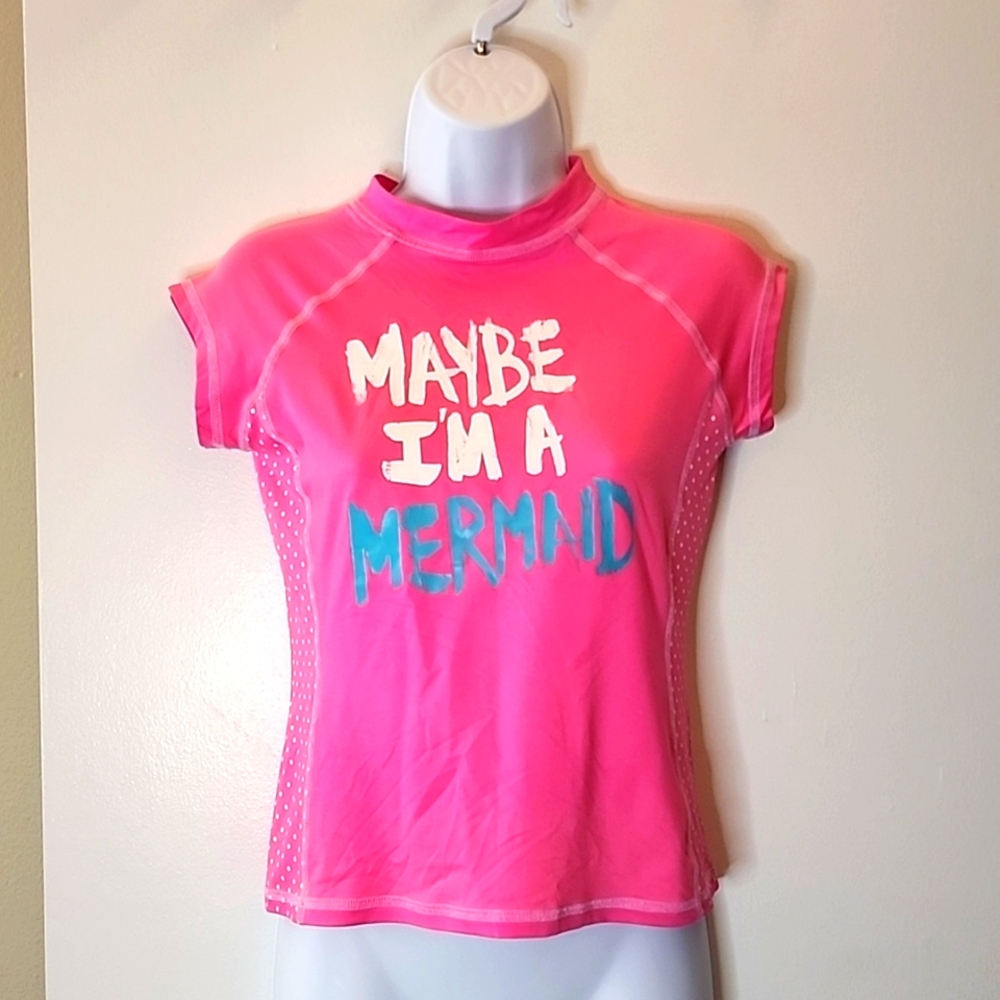 NWOT Billabong Rashguard, Maybe I'm A Mermaid, Hot Pink, Size Small